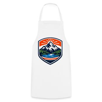 Bouclier du Lever du Soleil de la Montagne - Tablier de cuisine - blanc - Devant - AI Model Male 185 dark (185cm)