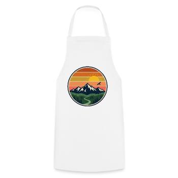 Coucher de soleil sur les montagnes et coucher de soleil rétro des Alpes - Tablier de cuisine - blanc - Devant - AI Model Male 185 dark (185cm)