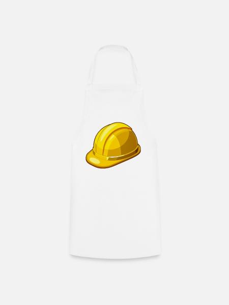 Gelber Schutzhelm - Kochschürze - Weiß