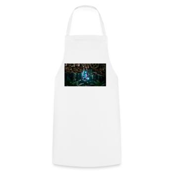 Cyberpunk Water Drop with Glowing Optical Fiber an - Kochschürze - Weiß - Vorne - AI Model Male 185 dark (185cm)