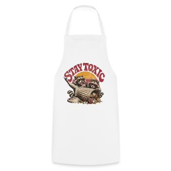 Stay Toxic Raccoon Sunset - Kochschürze - Weiß - Vorne - AI Model Male 185 dark (185cm)
