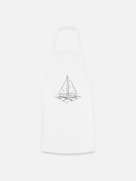 Cracked Sailboat – Minimalistisches Segelmotiv - Kochschürze - Weiß