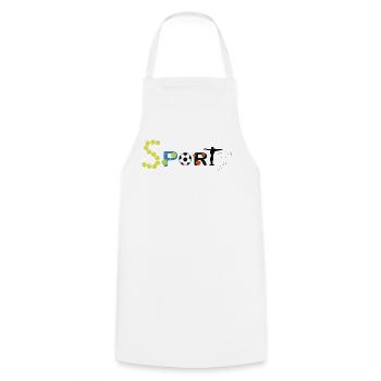 SPORTY - Sports Typography Design - Kochschürze - Weiß - Vorne - AI Model Male 185 dark (185cm)
