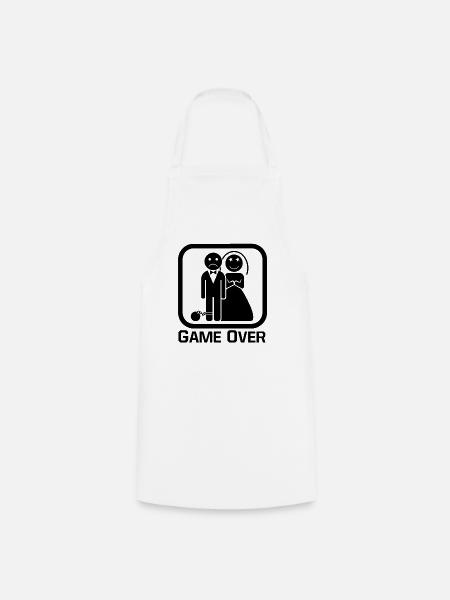 Game Over Hochzeit Shirt - Kochschürze - Weiß