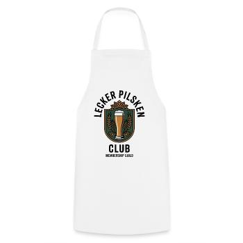 Bier Lecker Pilsken Club Ruhrpott Pils Bierchen - Kochschürze - Weiß - Vorne - AI Model Male 185 dark (185cm)