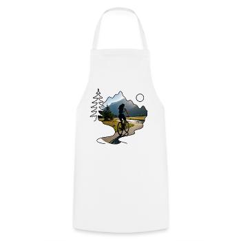 woman cyclist mountains - Kochschürze - Weiß - Vorne - AI Model Male 185 dark (185cm)