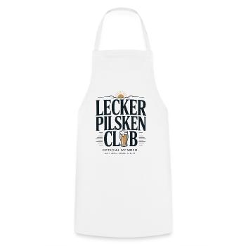 Bier Lecker Pilsken Club Ruhrpott Pils Bierchen - Kochschürze - Weiß - Vorne - AI Model Male 185 dark (185cm)