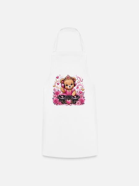 Pinkes Teddy DJ Prinzessin - Kochschürze - Weiß