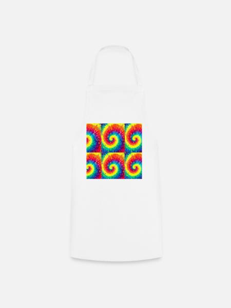 Psychedelischer Spiral-Batik-Frieden - Kochschürze - Weiß