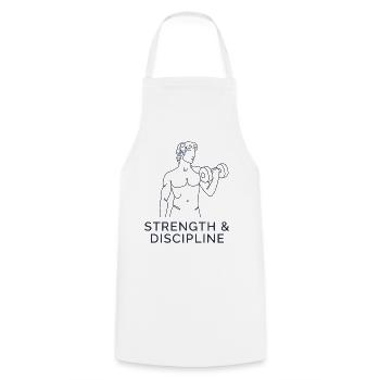 Kracht & Discipline - Keukenschort - wit - Voor - AI Model Male 185 dark (185cm)