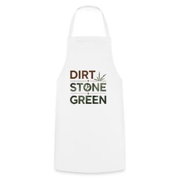 Dirt Stone Green – Landschaftsbau & Gartenbau Desi - Kochschürze - Weiß - Vorne - AI Model Male 185 dark (185cm)