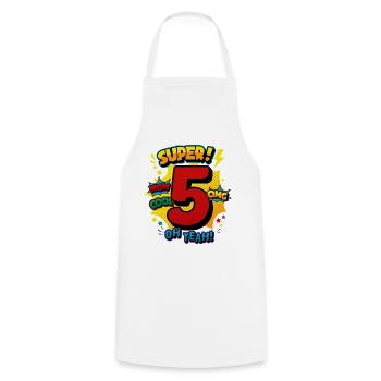 5th Birthday High Five Super Comic Number 5 Art - Kochschürze - Weiß - Vorne - AI Model Male 185 dark (185cm)