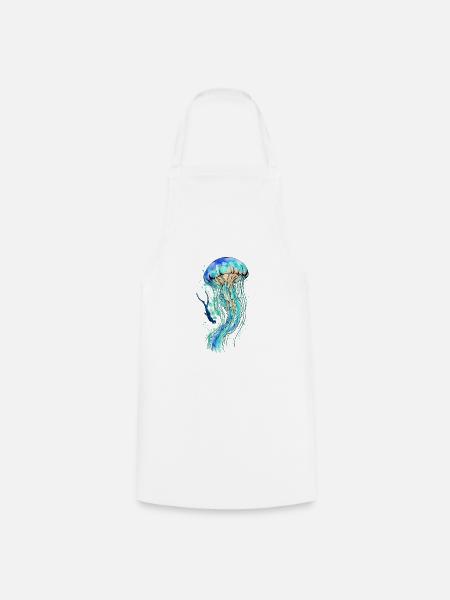 Jellyfish Dive Art - Kochschürze - Weiß