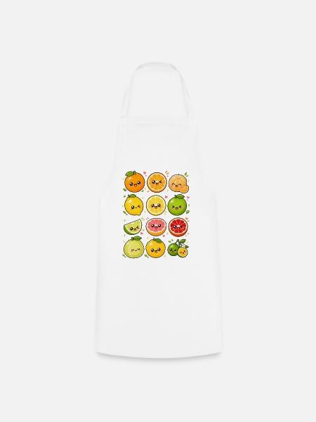 Kawaii Zitrusfrüchte | Orange & Zitrone - Kochschürze - Weiß