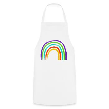 Regenbogen Pinselstrich Bogen - Kochschürze - Weiß - Vorne - AI Model Male 185 dark (185cm)