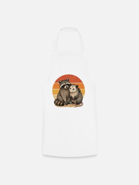 Waschbär und Opossum - Kochschürze - Weiß