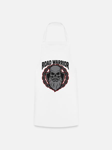 Totenkopf Biker Wappen Logo - Kochschürze - Weiß