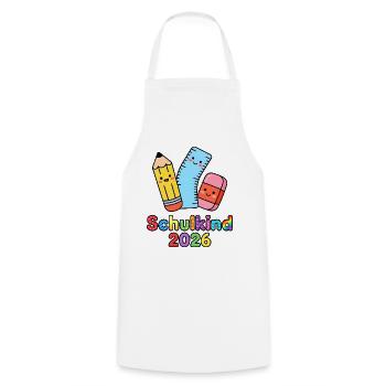 Schulkind 2026 – Bunte Schulzeit - Kochschürze - Weiß - Vorne - AI Model Male 185 dark (185cm)