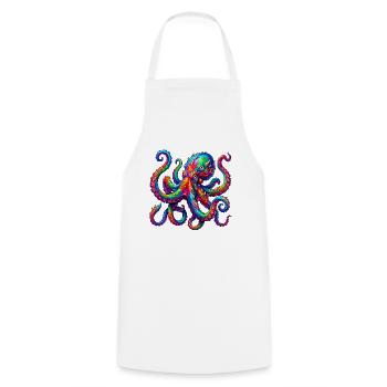 Lebhafter Neon-Oktopus-Ausbruch - Kochschürze - Weiß - Vorne - AI Model Male 185 dark (185cm)