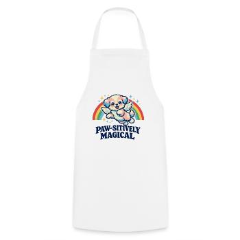 Paw-sitiv magischer Kawaii-Engelhund-Regenbogen - Kochschürze - Weiß - Vorne - AI Model Male 185 dark (185cm)