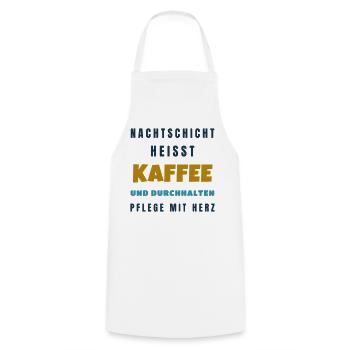 Pflege Nachtschicht Kaffee und durchhalten - Kochschürze - Weiß - Vorne - AI Model Male 185 dark (185cm)