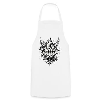 Hannya Maske - Kochschürze - Weiß - Vorne - AI Model Male 185 dark (185cm)