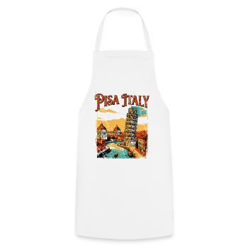 Retro Pisa Italy Travel Poster Typography Art - Kochschürze - Weiß - Vorne - AI Model Male 185 dark (185cm)