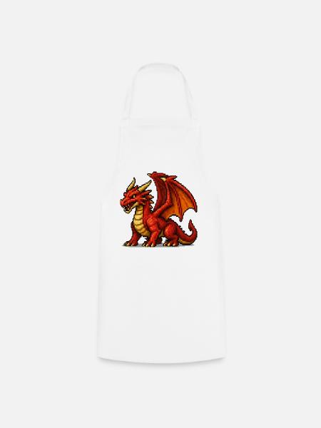 Pixeldrache Feuerrot - Kochschürze - Weiß