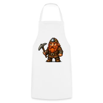 Pixel Zwerg mit Spitzhacke - Kochschürze - Weiß - Vorne - AI Model Male 185 dark (185cm)