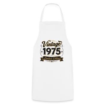 Vintage 1975 limitierte Ausgabe - Kochschürze - Weiß - Vorne - AI Model Male 185 dark (185cm)