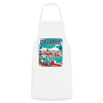 Vintage Catania Italy Coastal Cityscape Faro - Kochschürze - Weiß - Vorne - AI Model Male 185 dark (185cm)