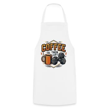 Kaffee, dann heben - Kochschürze - Weiß - Vorne - AI Model Male 185 dark (185cm)