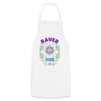 Raver Hippie Musik Trippig Rave Goa Trance - Kochschürze - Weiß - Vorne - AI Model Male 185 dark (185cm)