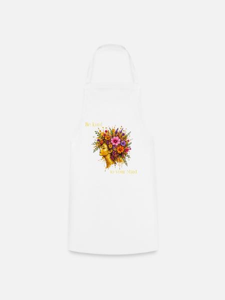 Be Kind to Your Mind – Flower Power - Kochschürze - Weiß