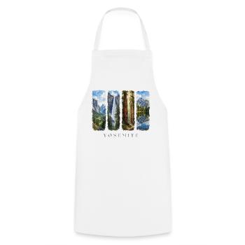 Yosemite Travel – USA Nationalpark Motiv - Kochschürze - Weiß - Vorne - AI Model Male 185 dark (185cm)