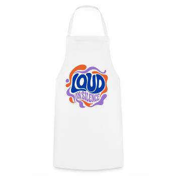 Loud in Silence Retro Psychedelia - Kochschürze - Weiß - Vorne - AI Model Male 185 dark (185cm)