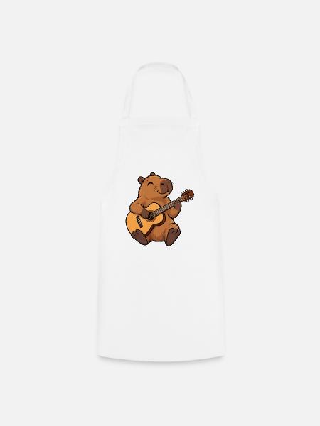 Cooles Capybara mit Akustikgitarre - Kochschürze - Weiß