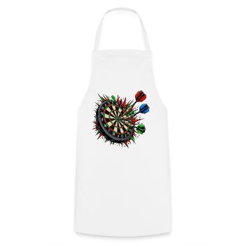 Dartboard Trefferfeuer - Kochschürze - Weiß - Vorne - AI Model Male 185 dark (185cm)