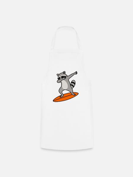 Waschbär Surf-Charme - Kochschürze - Weiß