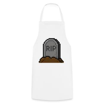 RIP Pixel Grabstein - Kochschürze - Weiß - Vorne - AI Model Male 185 dark (185cm)