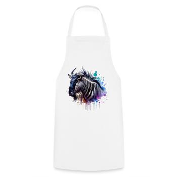 Gnu Motiv - Kochschürze - Weiß - Vorne - AI Model Male 185 dark (185cm)