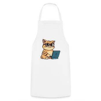 Coding Cat - Kochschürze - Weiß - Vorne - AI Model Male 185 dark (185cm)