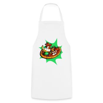 Sehr frische Pizza - Kochschürze - Weiß - Vorne - AI Model Male 185 dark (185cm)