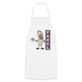Padel Tennis Weißwurst - Kochschürze - Weiß - Vorne - AI Model Male 185 dark (185cm)