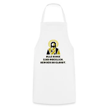 Jesus modern mit spruch  - Kochschürze - Weiß - Vorne - AI Model Male 185 dark (185cm)
