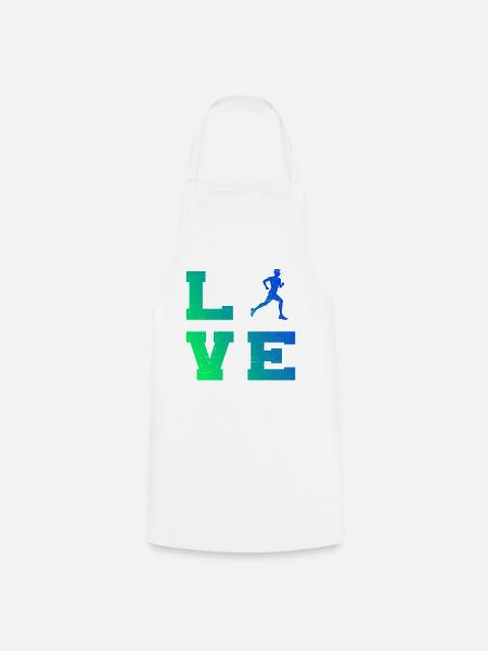 Geschenkidee für einen Running mit Running - Kochschürze - Weiß