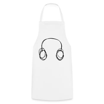Kopfhörer handgezeichnet - Kochschürze - Weiß - Vorne - AI Model Male 185 dark (185cm)