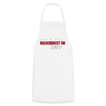 Maschinist im Trupp – Geschenk Jugendfeuerwehr - Kochschürze - Weiß - Vorne - AI Model Male 185 dark (185cm)
