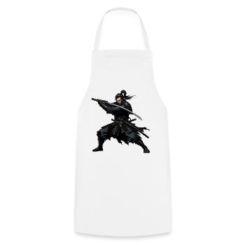 Samurai Katana Duell Heldenbild - Kochschürze - Weiß - Vorne - AI Model Male 185 dark (185cm)