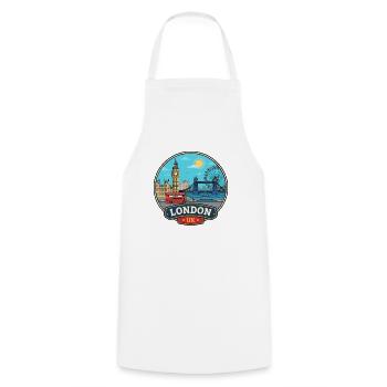 London UK Reiseabzeichen Big Ben Tower Bridge - Kochschürze - Weiß - Vorne - AI Model Male 185 dark (185cm)